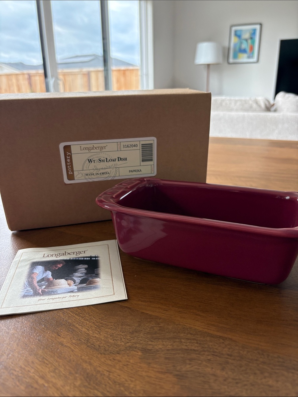 Longaberger Paprika Ceramic Loaf Dish - Deep Paprika Red